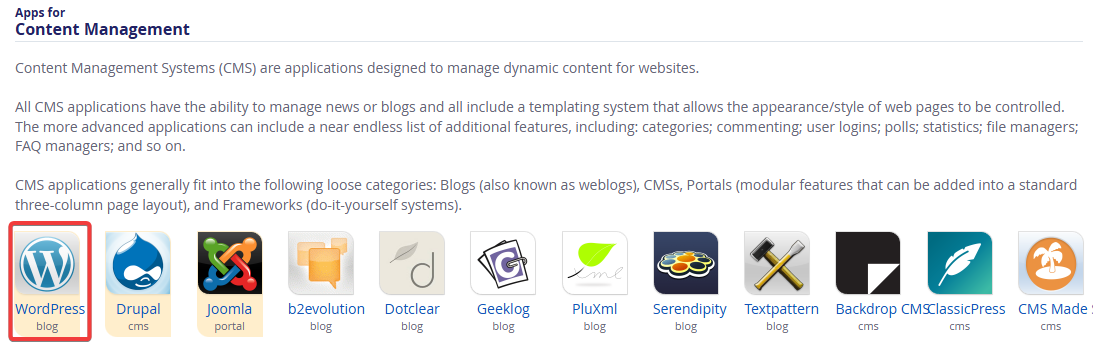 WordPress aplikacija u Installatron-u