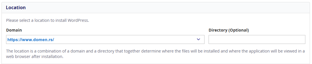 WordPress instalacija - dodavanje domena