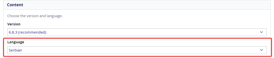 WordPress instalacija - odabir jezika i verzije